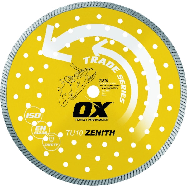 Ox Tools Trade Turbo Diamond Blade Universal/Hard, Diameter: 10" / 254mm, Bore: DM-7/8" - 5/8" / 22mm - 15mm OX-TU10-10 - main